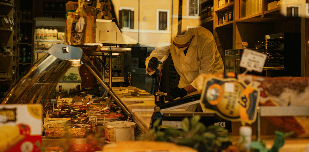 Authentic Roman food shop with a local vendor in Rome