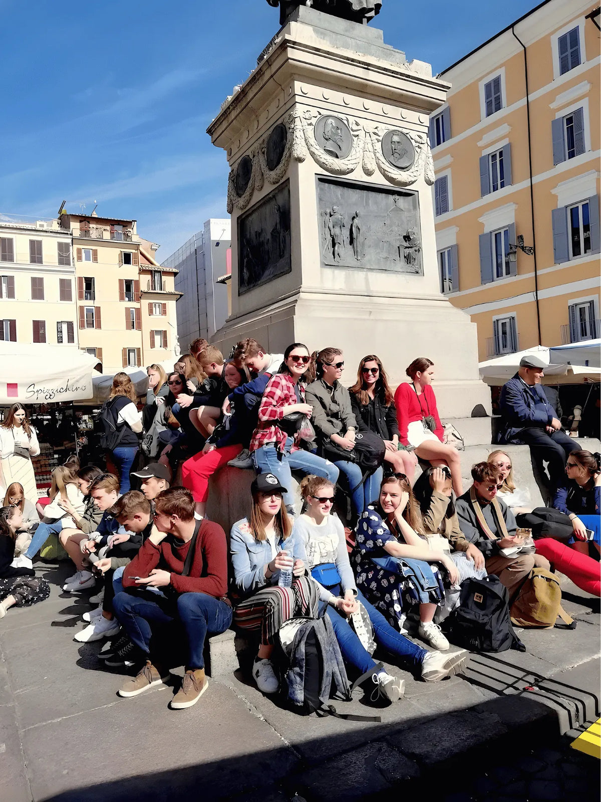 Small group meeting at Campo de' Fiori before a Rome food tour