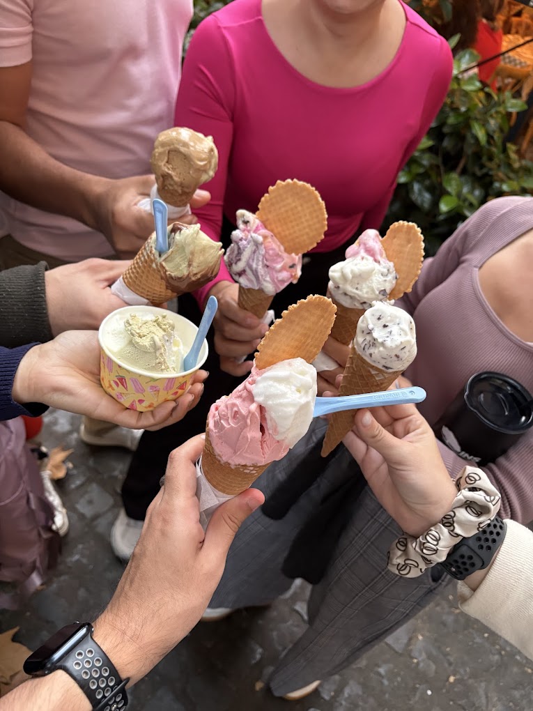 Group enjoying Italian gelato in Rome