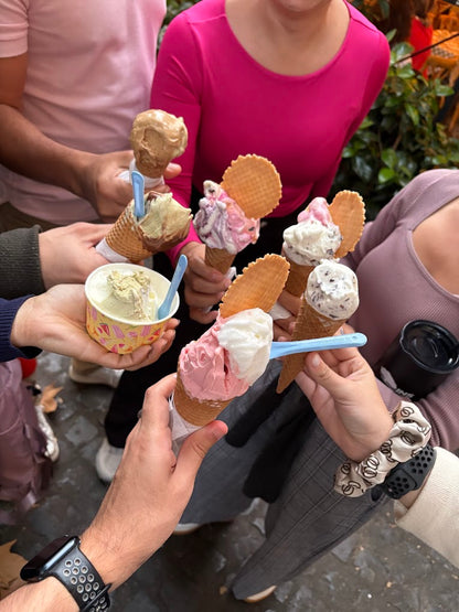Group enjoying Italian gelato in Rome