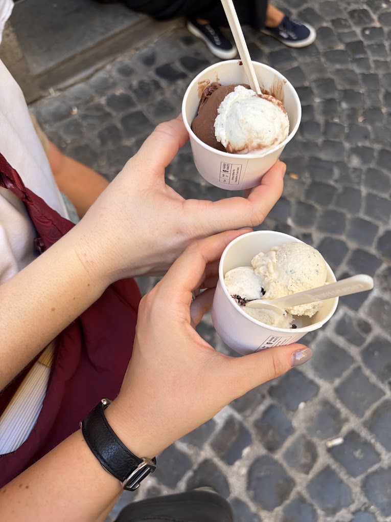 Guests tasting traditional Italian gelato in Rome