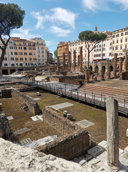 Largo di Torre Argentina in Rome along a Roman food tour route