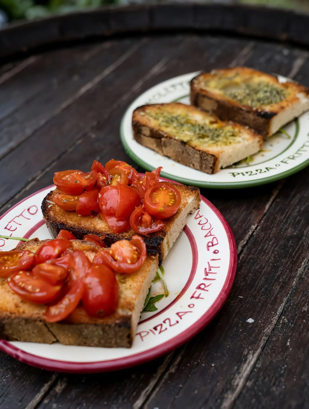 Traditional Roman bruschetta with fresh tomatoes