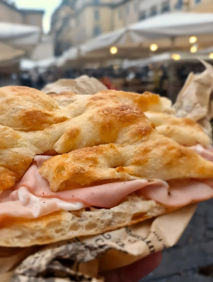 Roman-style pizza with mortadella
