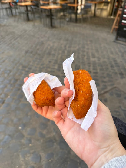 Traditional Roman supplì enjoyed during The 4 Roman Pastas food experience