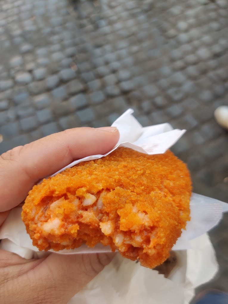 Traditional Roman supplì street food in Rome