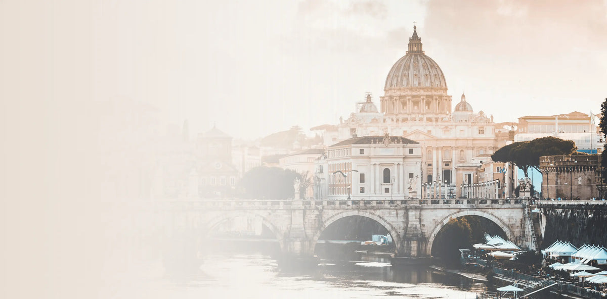 Rome skyline with St. Peter's Basilica and Castel Sant'Angelo