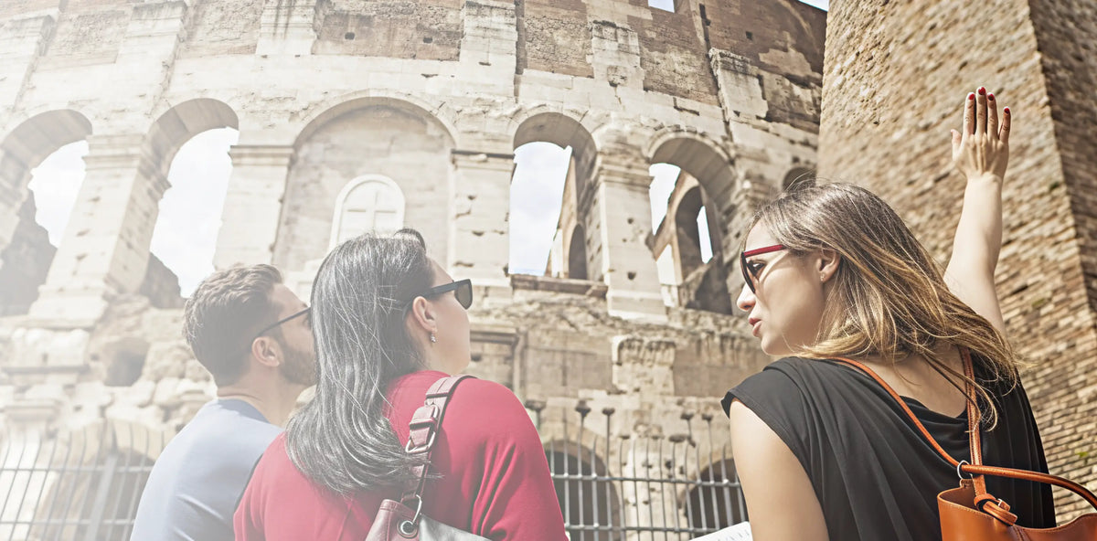 Tour guide leading a group through Rome