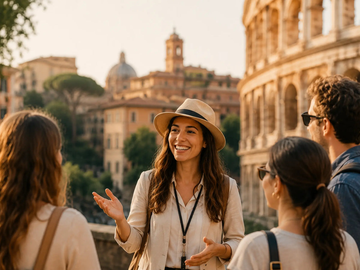 Group exploring Rome with a local tour guide