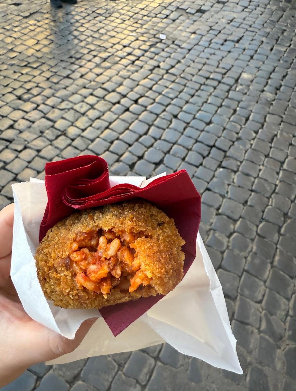 Traditional Roman supplì from Trastevere street food