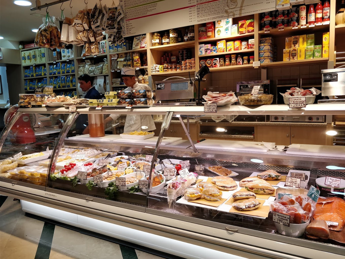 Traditional Roman food shop with local Italian specialties