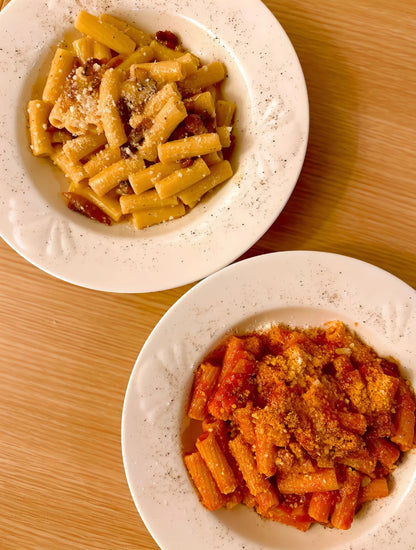 Traditional Roman pasta dishes served at a local restaurant