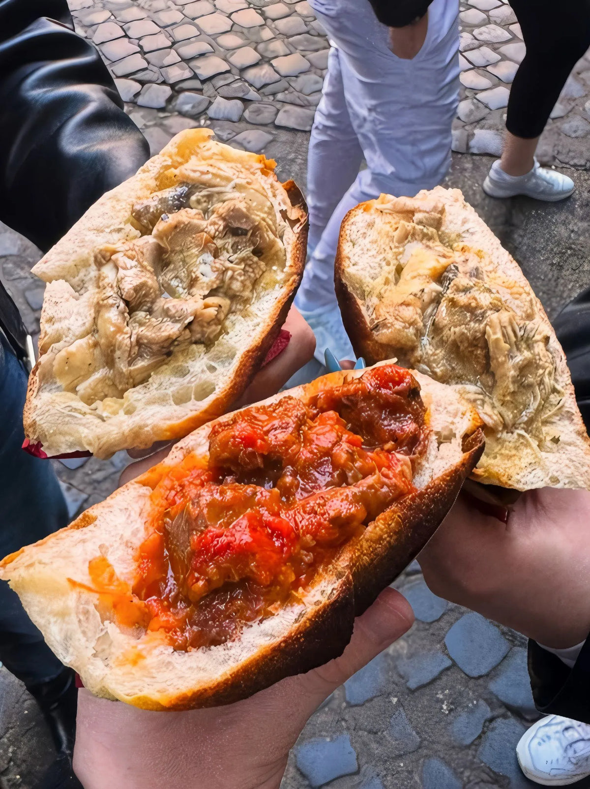 Traditional Roman trapizzino street food in Trastevere