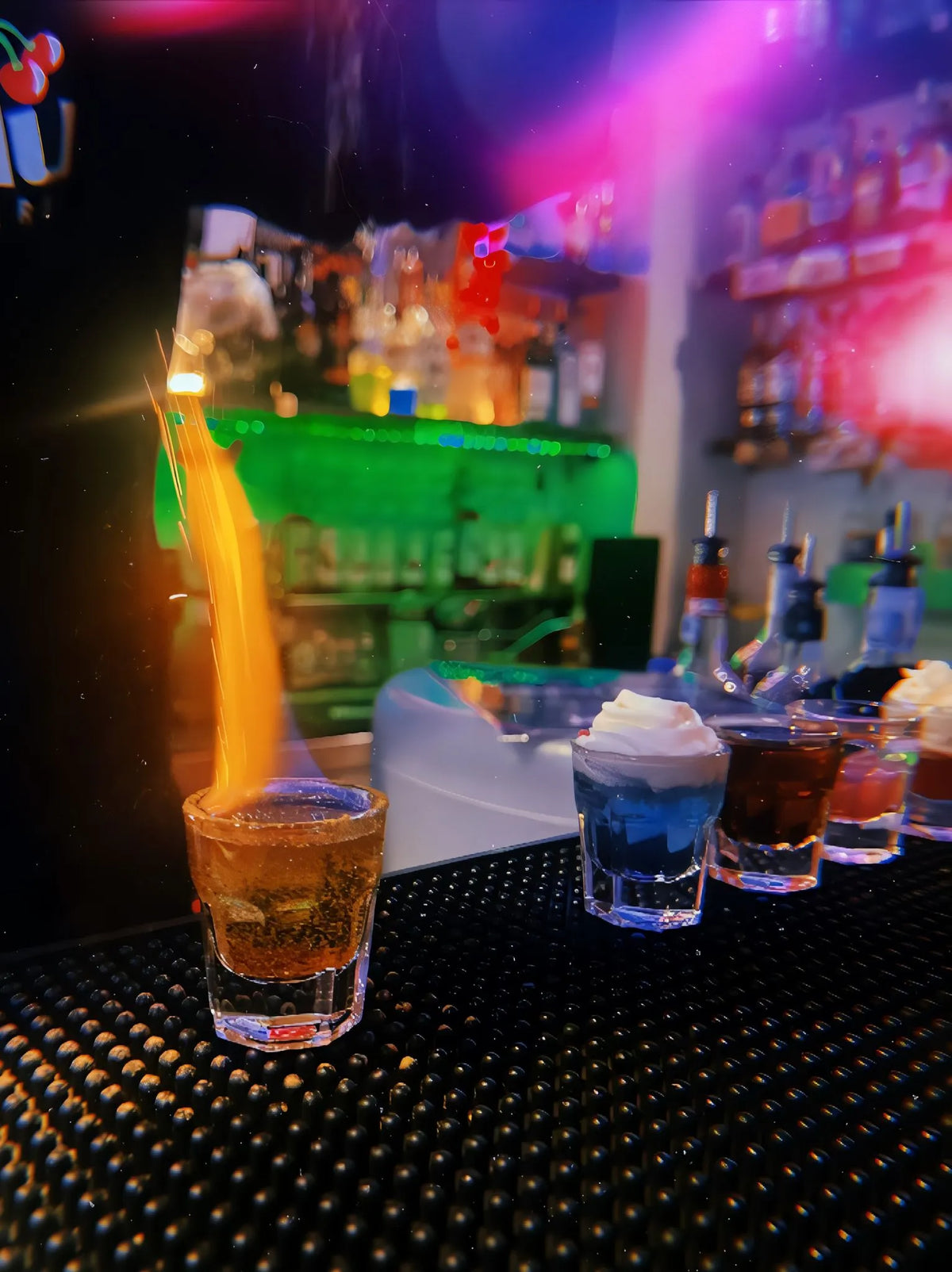 Colorful shots enjoyed during the Trastevere nightlife experience